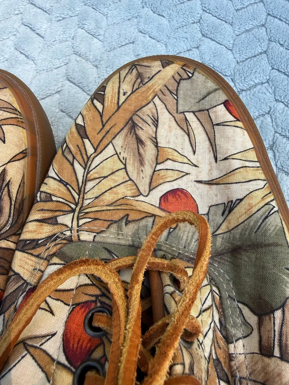 VTG 90s Cole Haan Sporting Canvas Deck Shoes Tropical Print 10.5 M Made in Korea